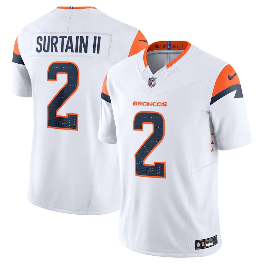 Men Denver Broncos #2 Patrick Surtain II Nike White Vapor F.U.S.E. Limited NFL Jersey